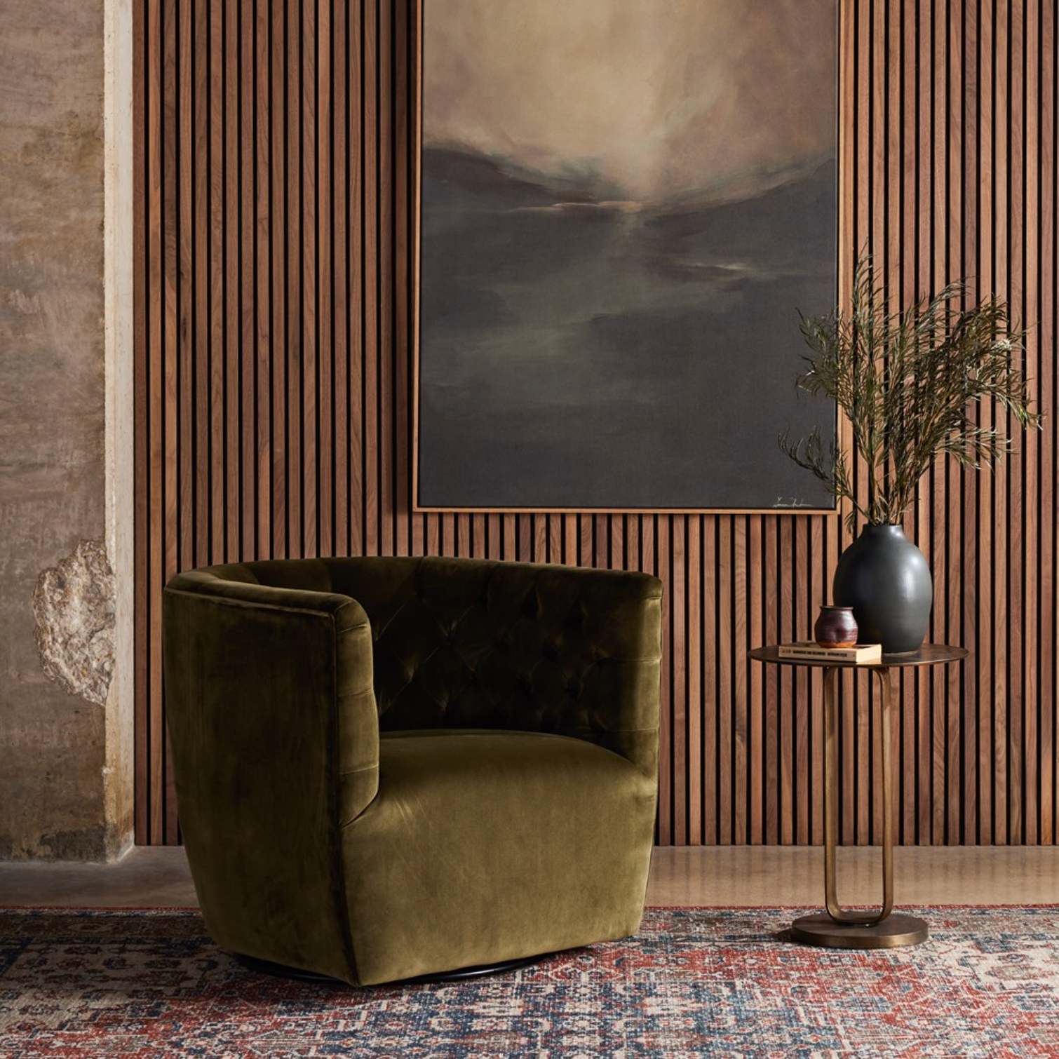 Hancock 33" Tufted Swivel Chair - Surrey Olive