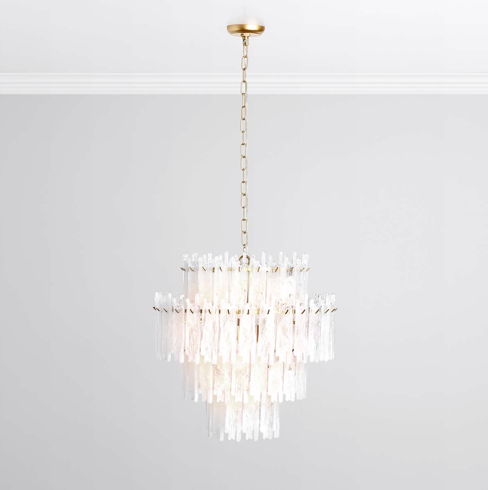 Evette 24" Round Wax Glass & Iron Chandelier
