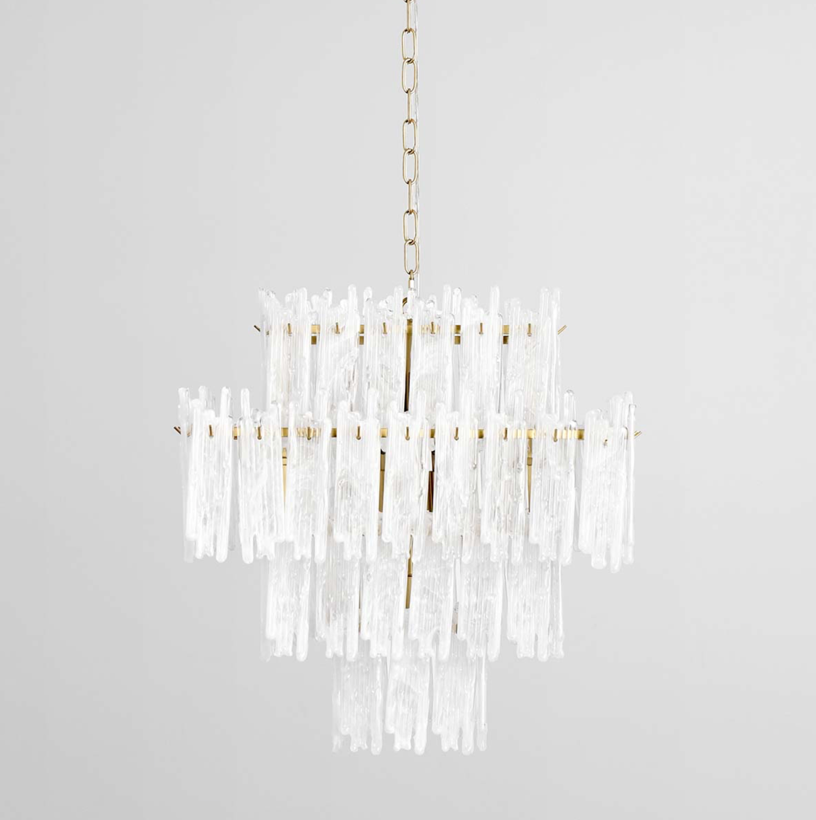 Evette 24" Square Wax Glass & Iron Chandelier
