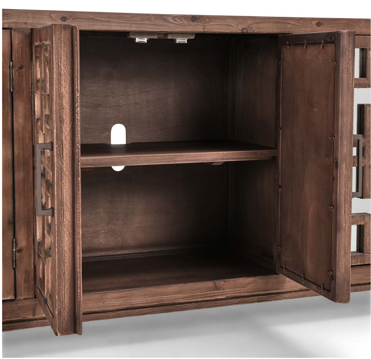 Arlo 98" Reclaimed Pine Mirrored Sideboard - Natural