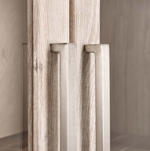 Tristan 45" Wood & Glass 2 Door Oak Cabinet - White