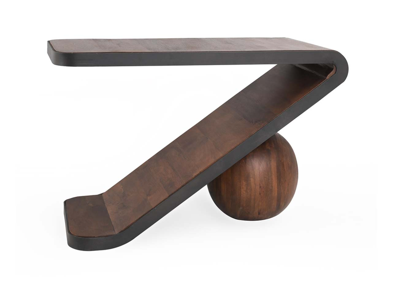 Carter 36" Wood & Iron End Table - Dark Natural