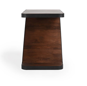 Carter 36" Wood & Iron End Table - Dark Natural