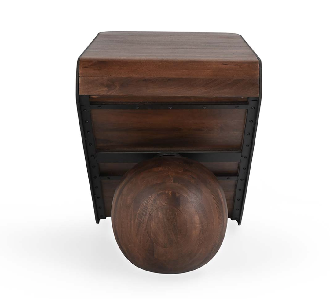 Carter 36" Wood & Iron End Table - Dark Natural