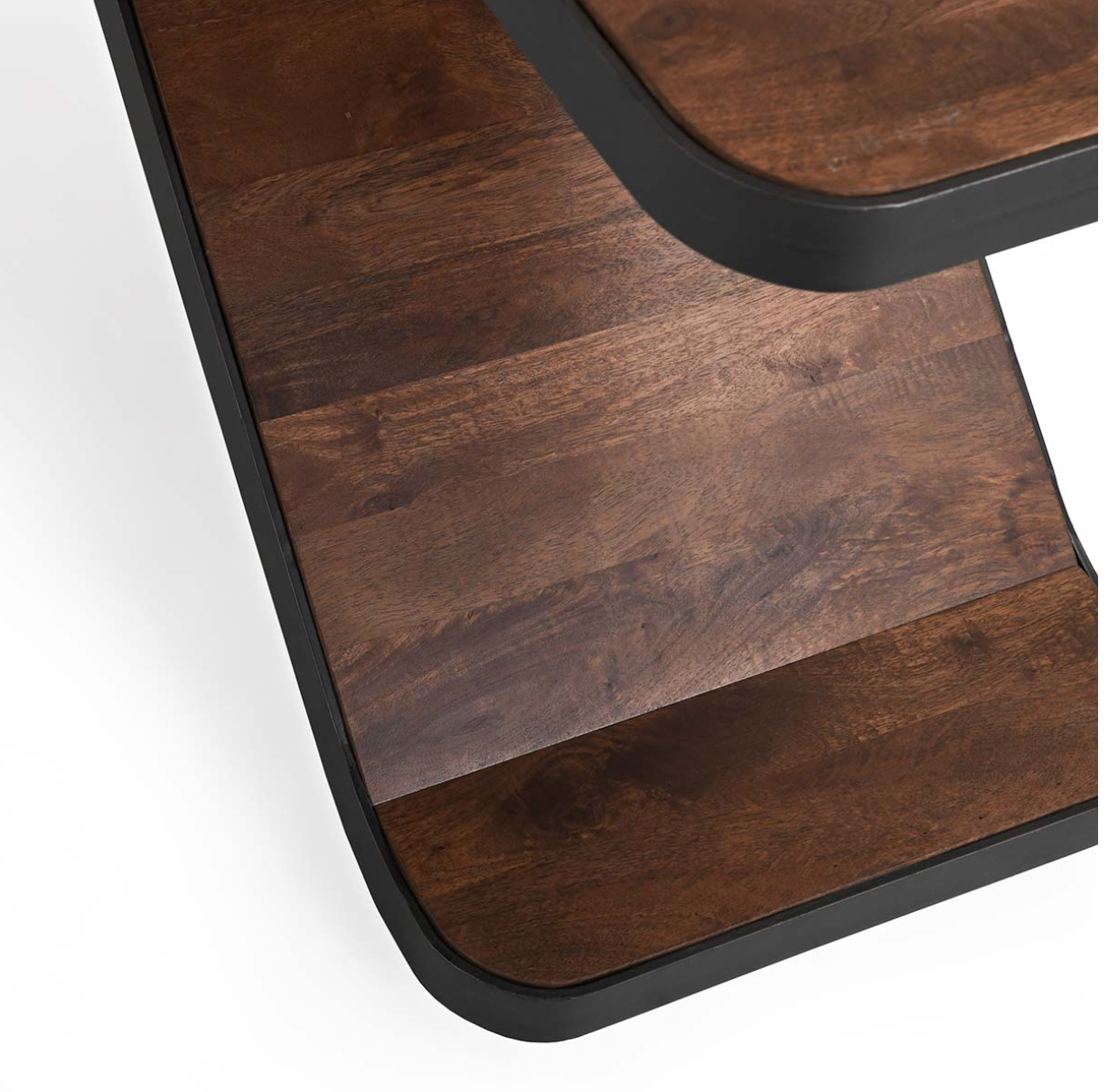 Carter 36" Wood & Iron End Table - Dark Natural