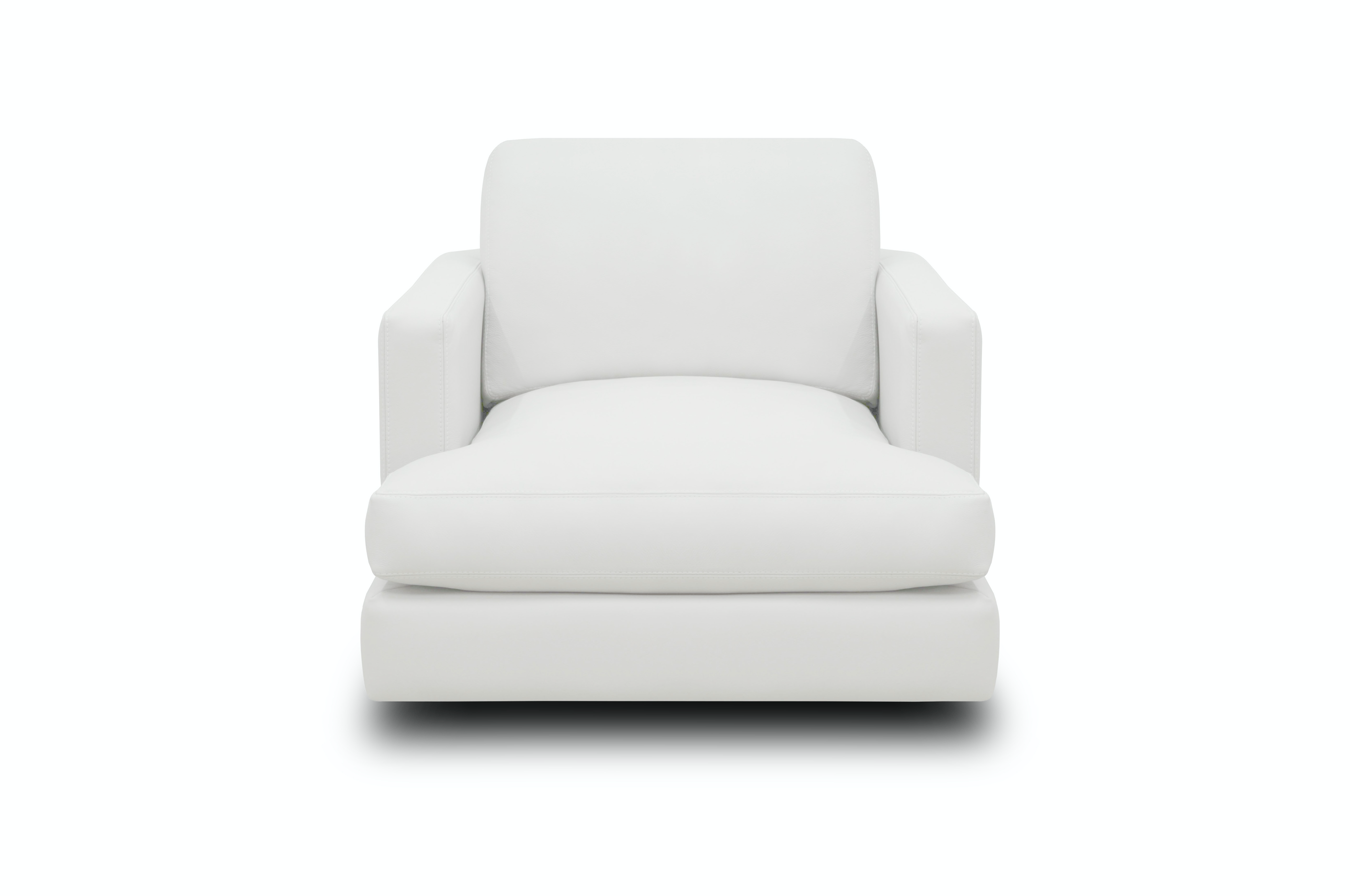 Franklin 36" Top Grain Leather Swivel Chair - Winter White