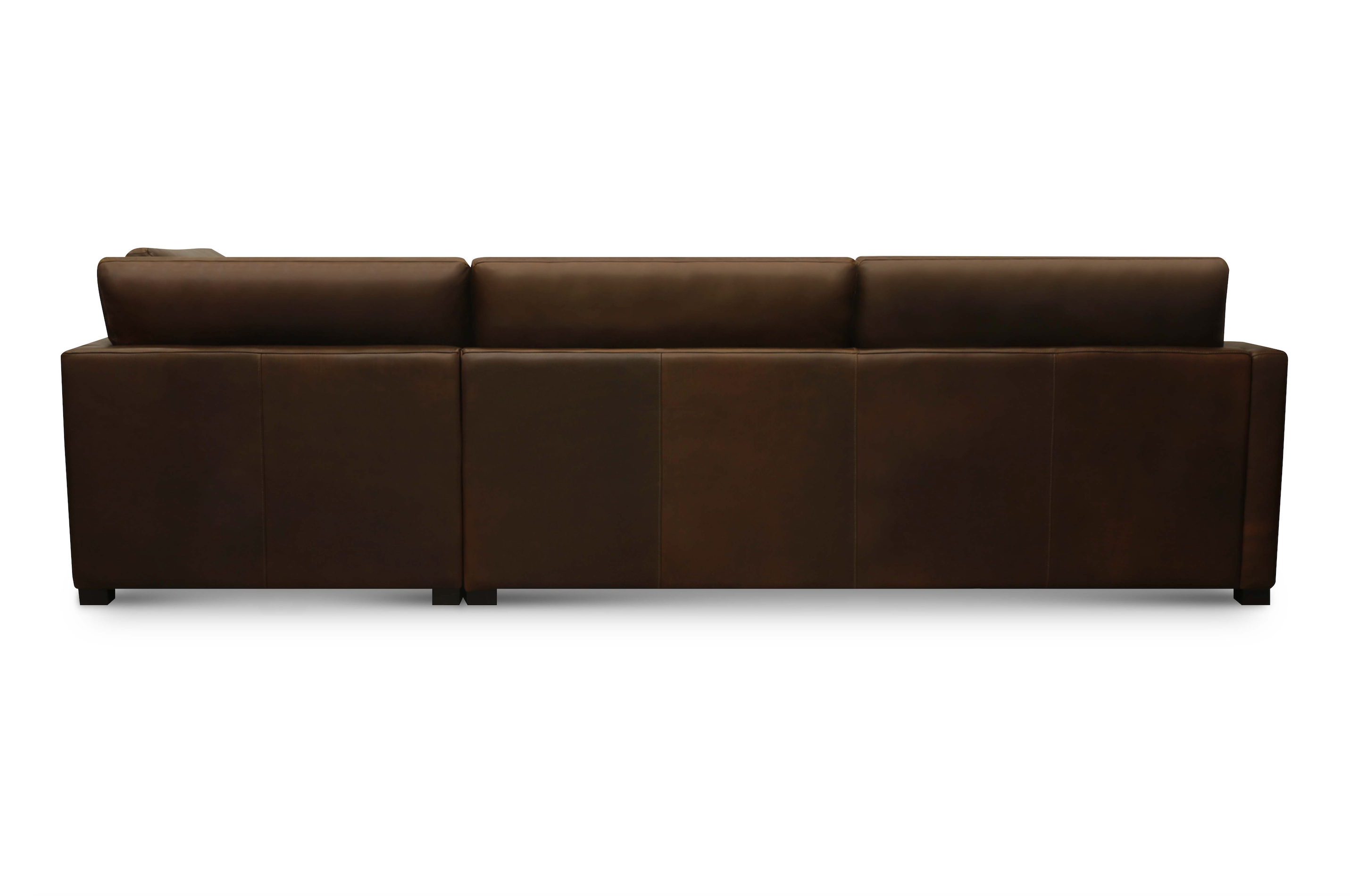 Raphael 124" Top Grain Leather Sofa + Right Arm Facing Chaise - Bravo Bronze
