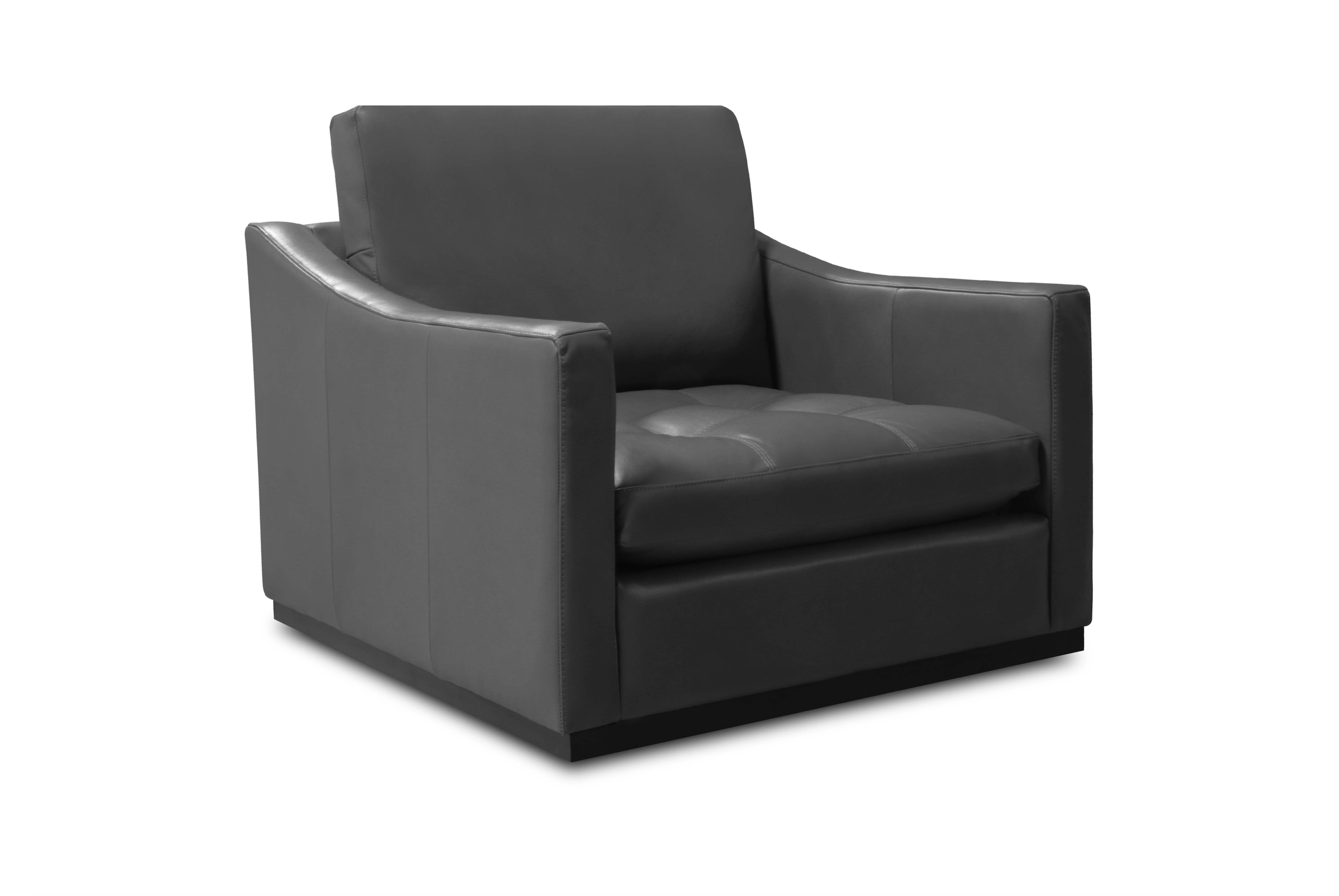 Torrey 34" Tufted Top Grain Leather Swivel Chair - Amadeus Smoke