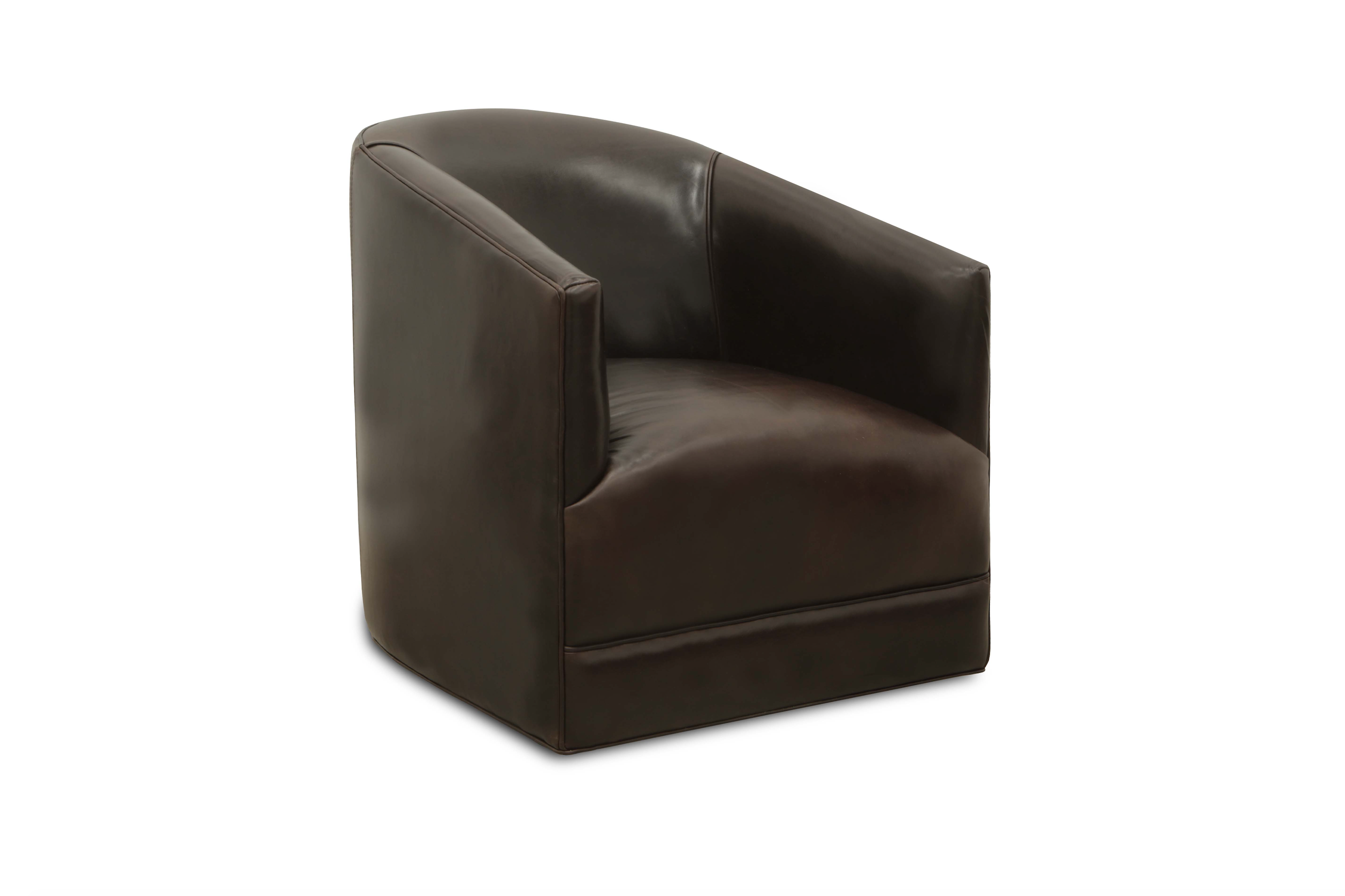 Korrie 30" Top Grain Leather Swivel Chair - Dark Bronze