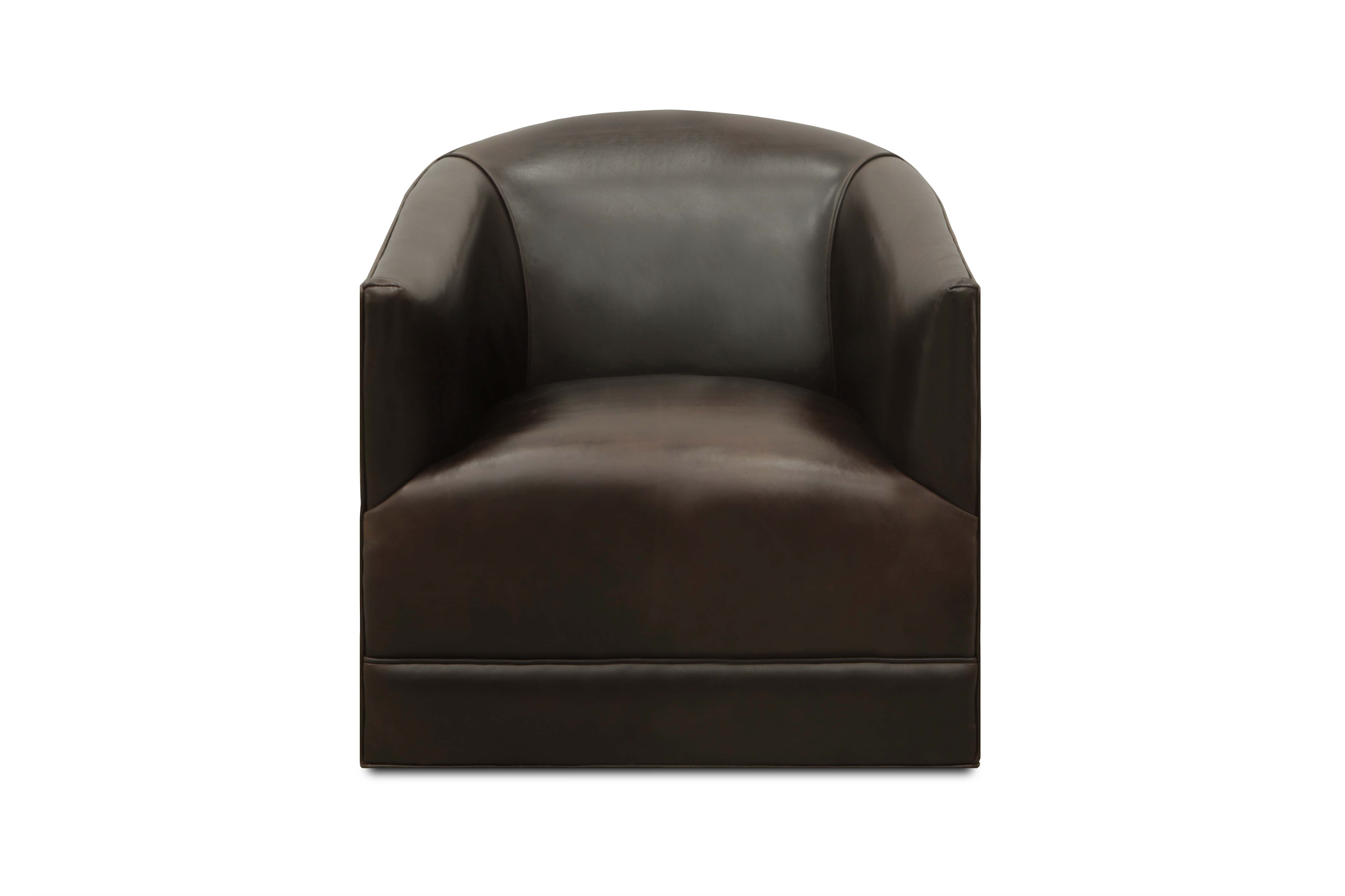 Korrie 30" Top Grain Leather Swivel Chair - Dark Bronze