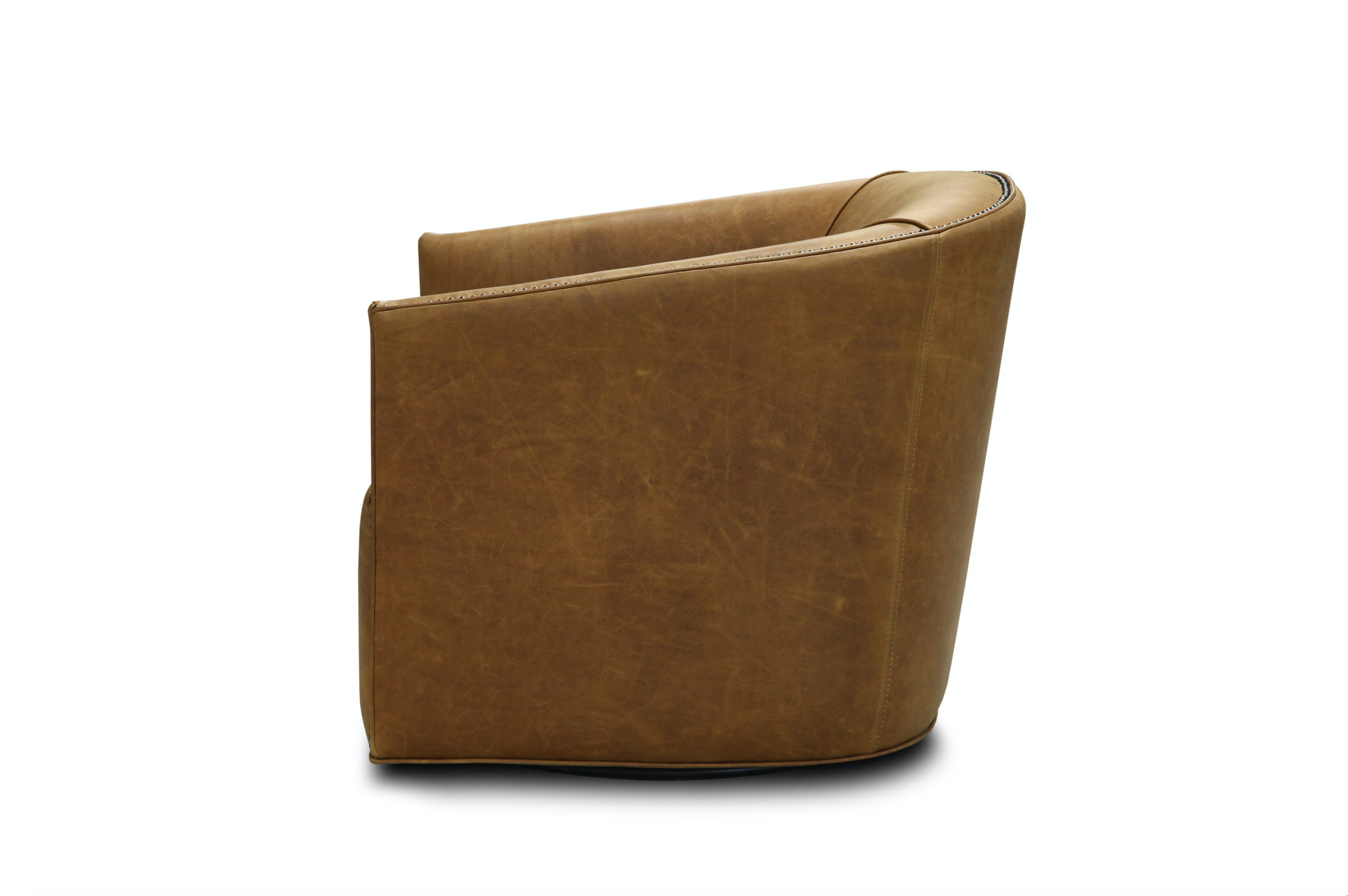 Korrie 30" Top Grain Leather Swivel Chair - Coyote Tan