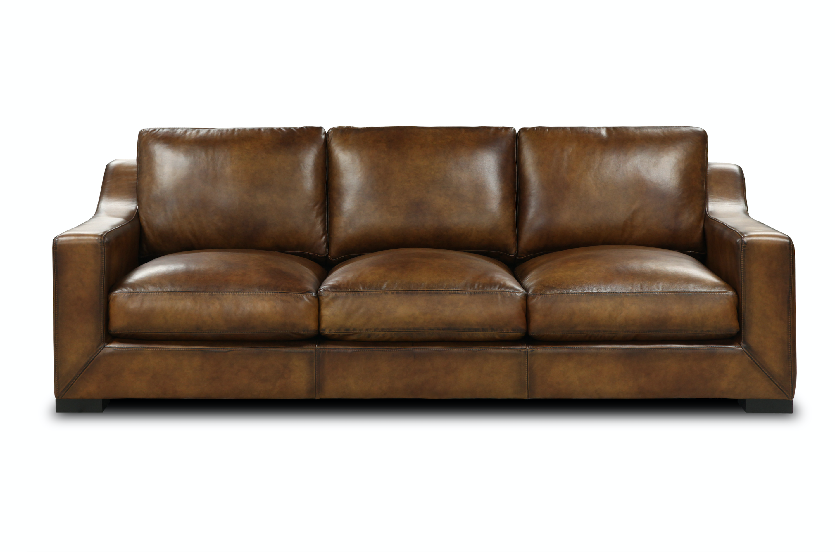 Leonardo 96" Top Grain Leather 3 Cushion Sofa - Daytona Antique