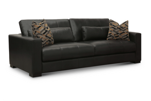 Braxton 96" Top Grain Leather 2 Cushion Sofa - Bravo Gray