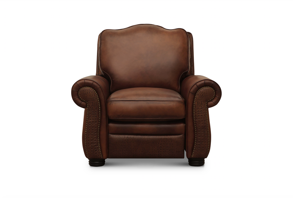 Buckingham 47" Top Grain Leather Chair - Daytona Antique