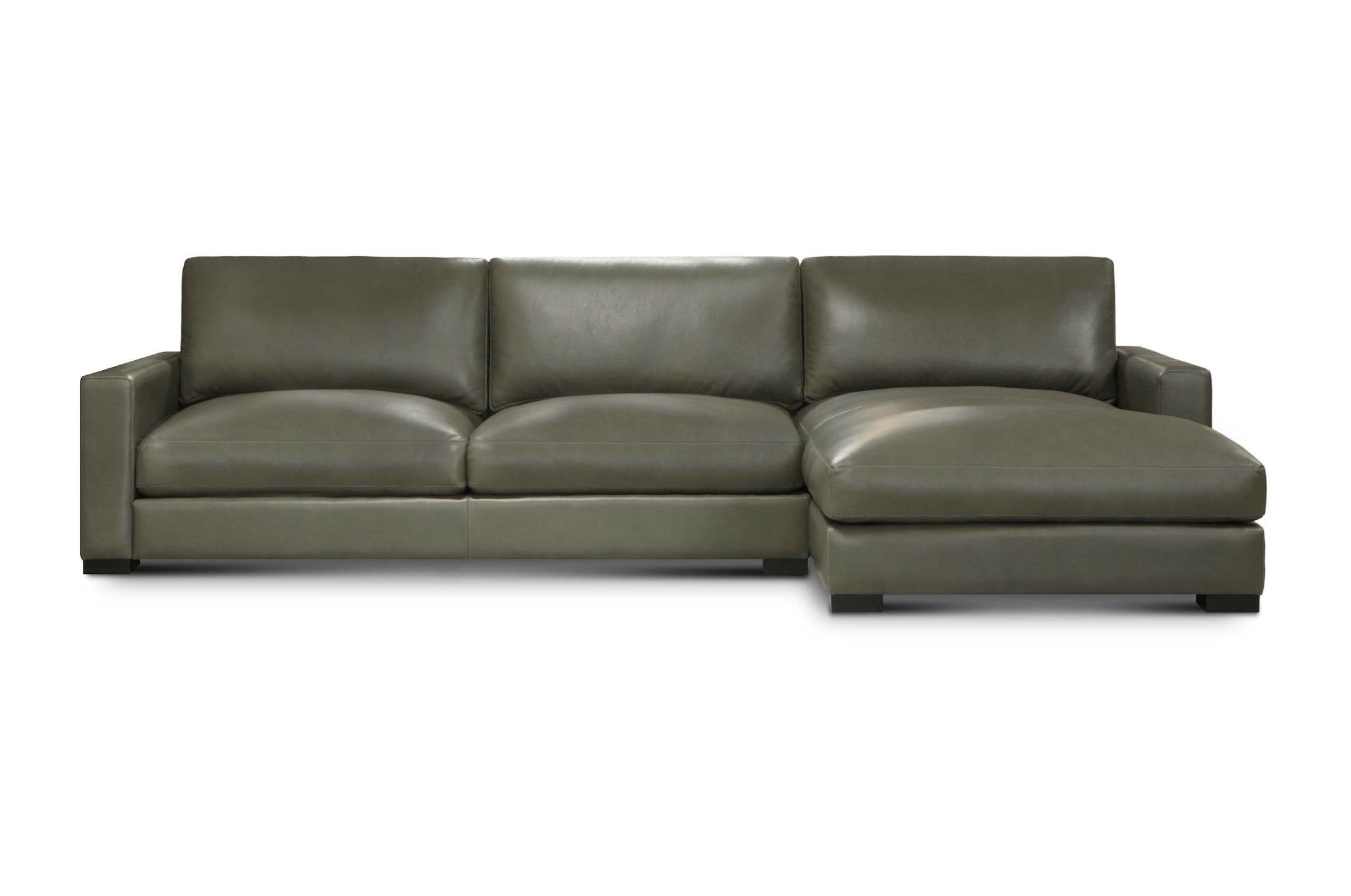 Norton 130" Top Grain Leather 2 Cushion Sofa + LAF Chaise- Amadeus Fog