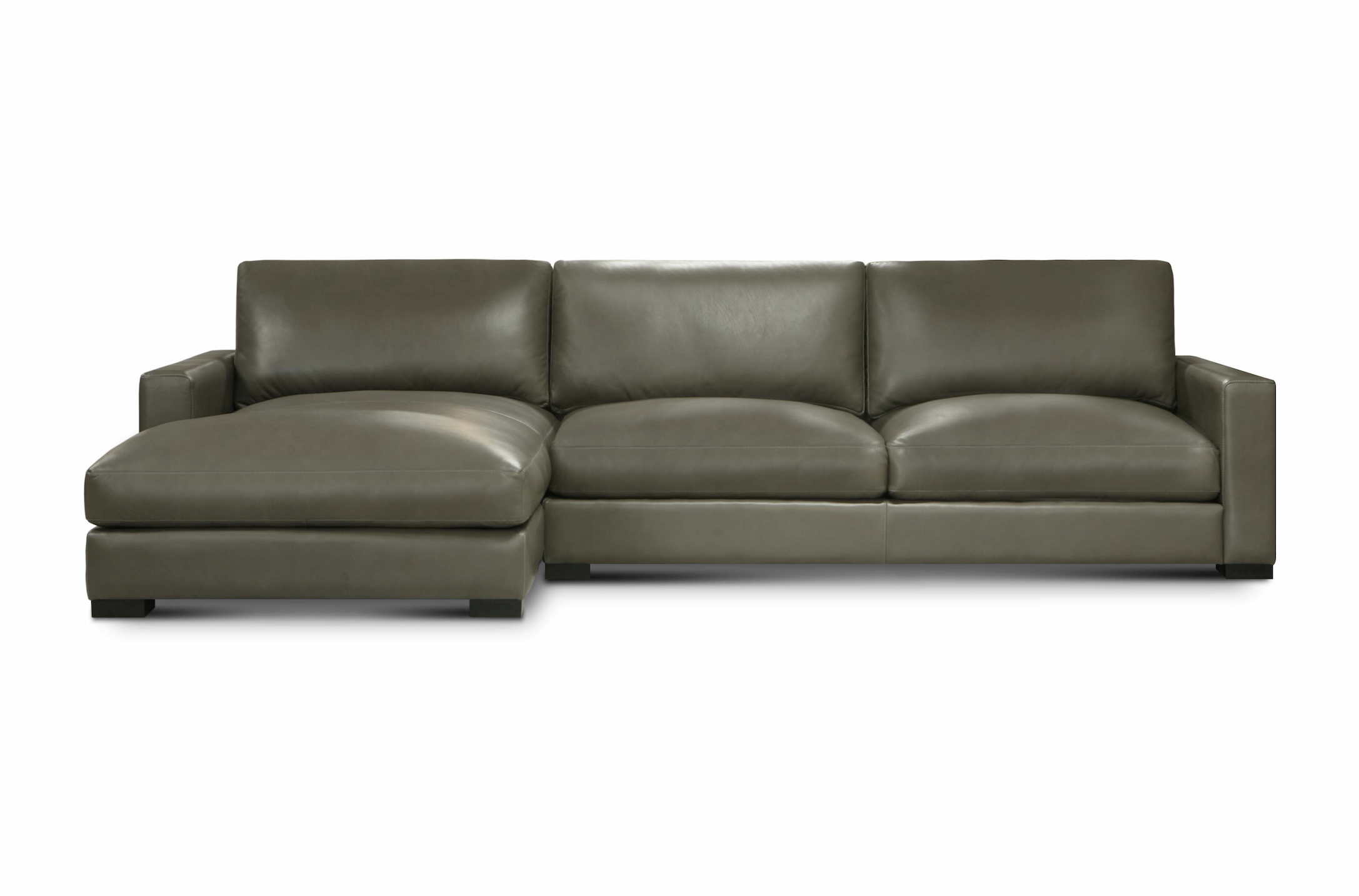 Norton 130" Top Grain Leather 2 Cushion Sofa + LAF Chaise- Amadeus Fog