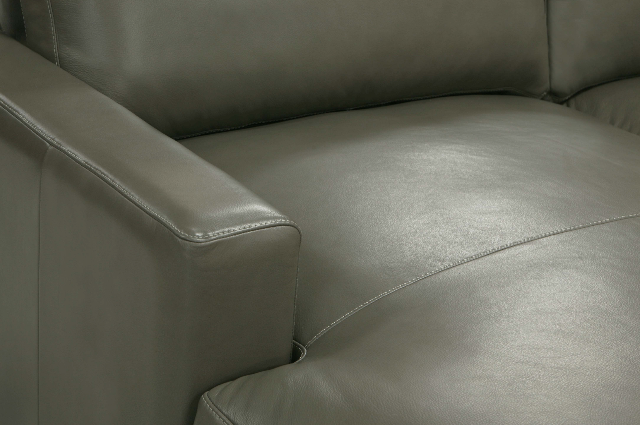 Norton 130" Top Grain Leather 2 Cushion Sofa + LAF Chaise- Amadeus Fog