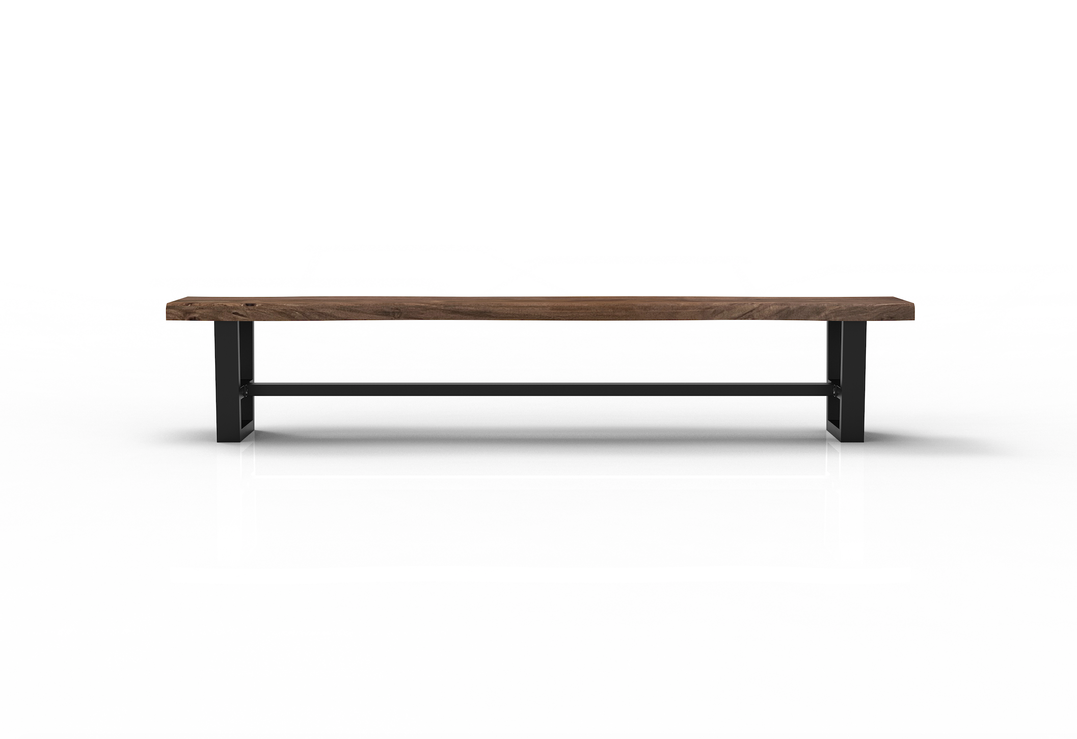 Malcolm 96" Acacia Live Edge Dining Bench - Natural + Smoke