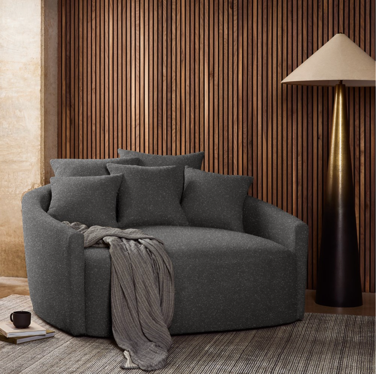 Clarissa 62" Media Lounger - Charcoal