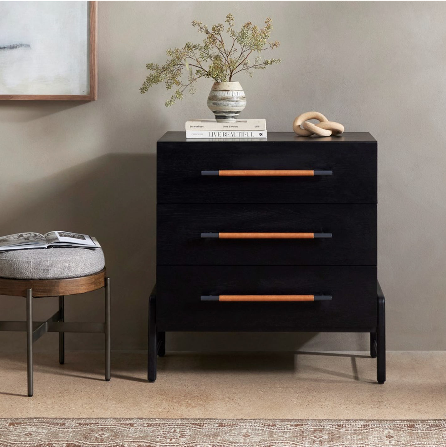 Dale 33" 3 Drawer Nighstand - Ebony Oak