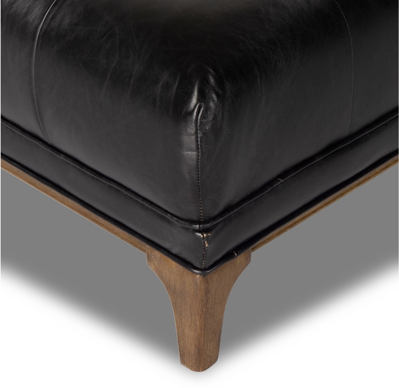 Dillon 38" Top Grain Leather Tufted Chaise - Rider Black