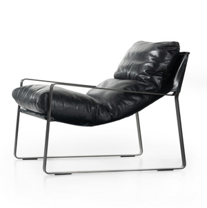 Emilio Top Grain Leather Sling Chair - Dakota Black