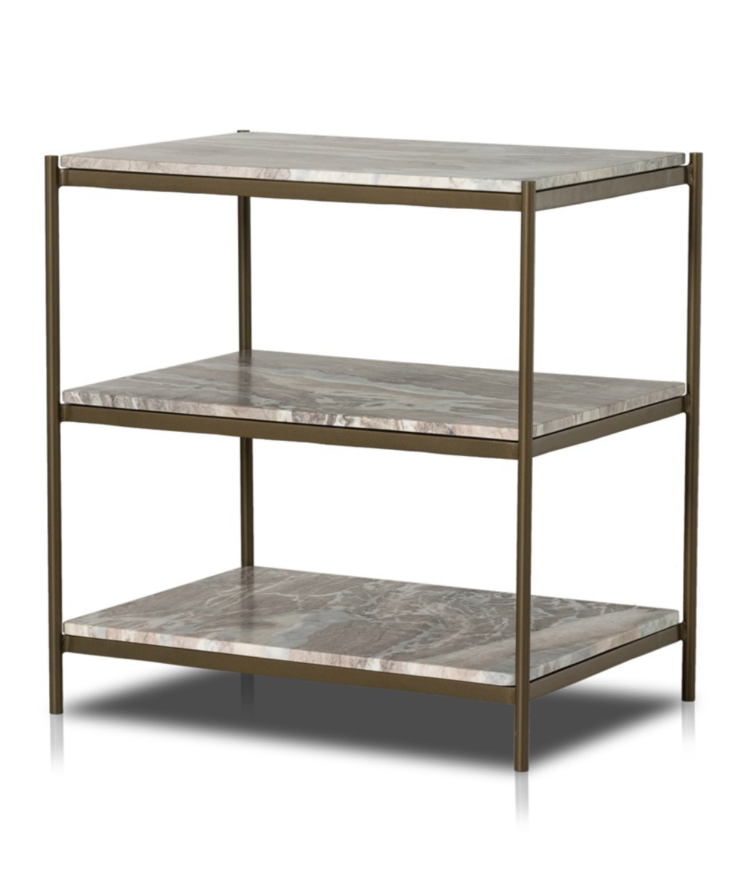 Felipe 25" Marble Nightstand - Antique Brass + Canyon