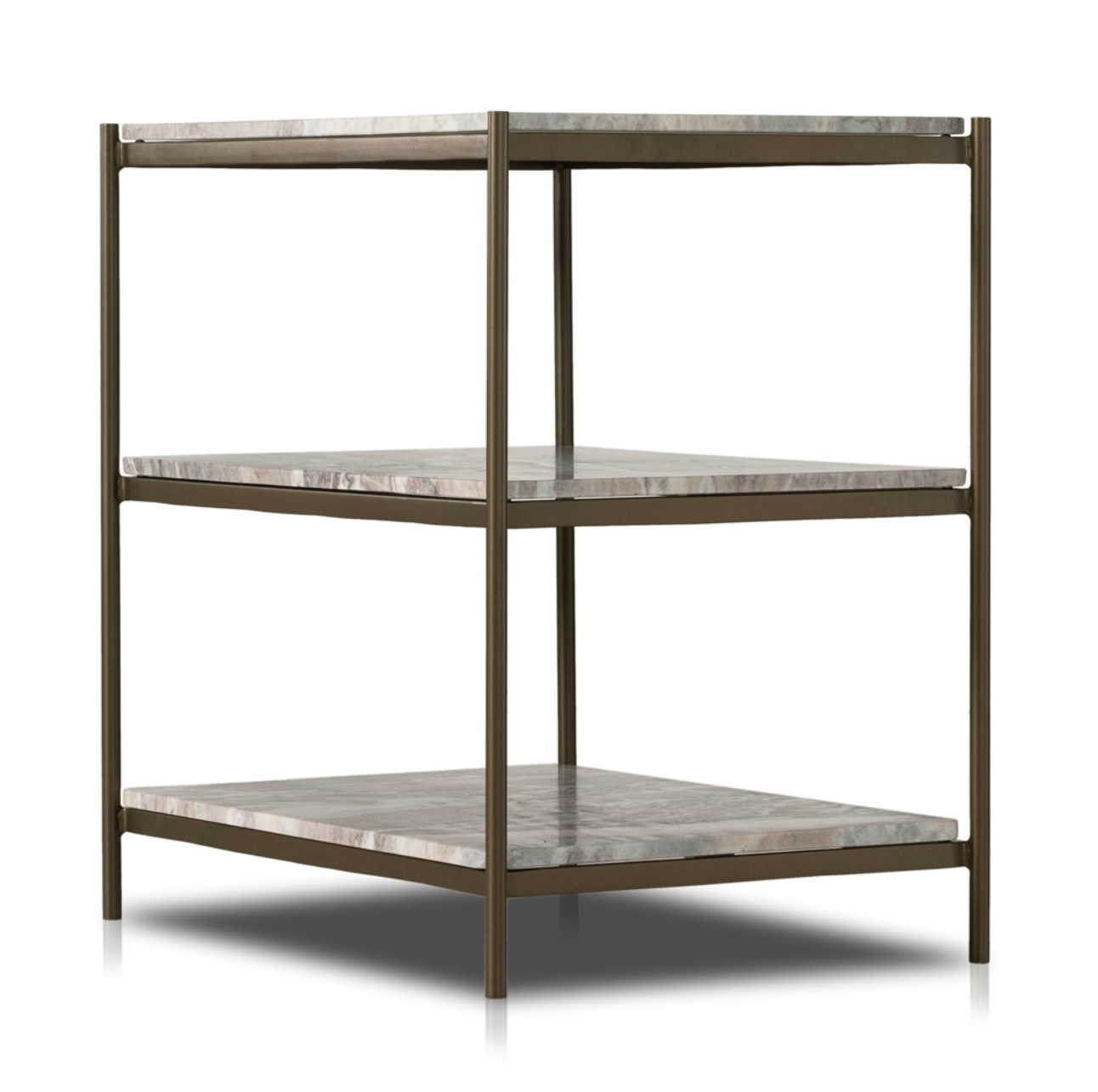 Felipe 25" Marble Nightstand - Antique Brass + Canyon