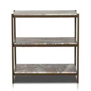 Felipe 25" Marble Nightstand - Antique Brass + Canyon