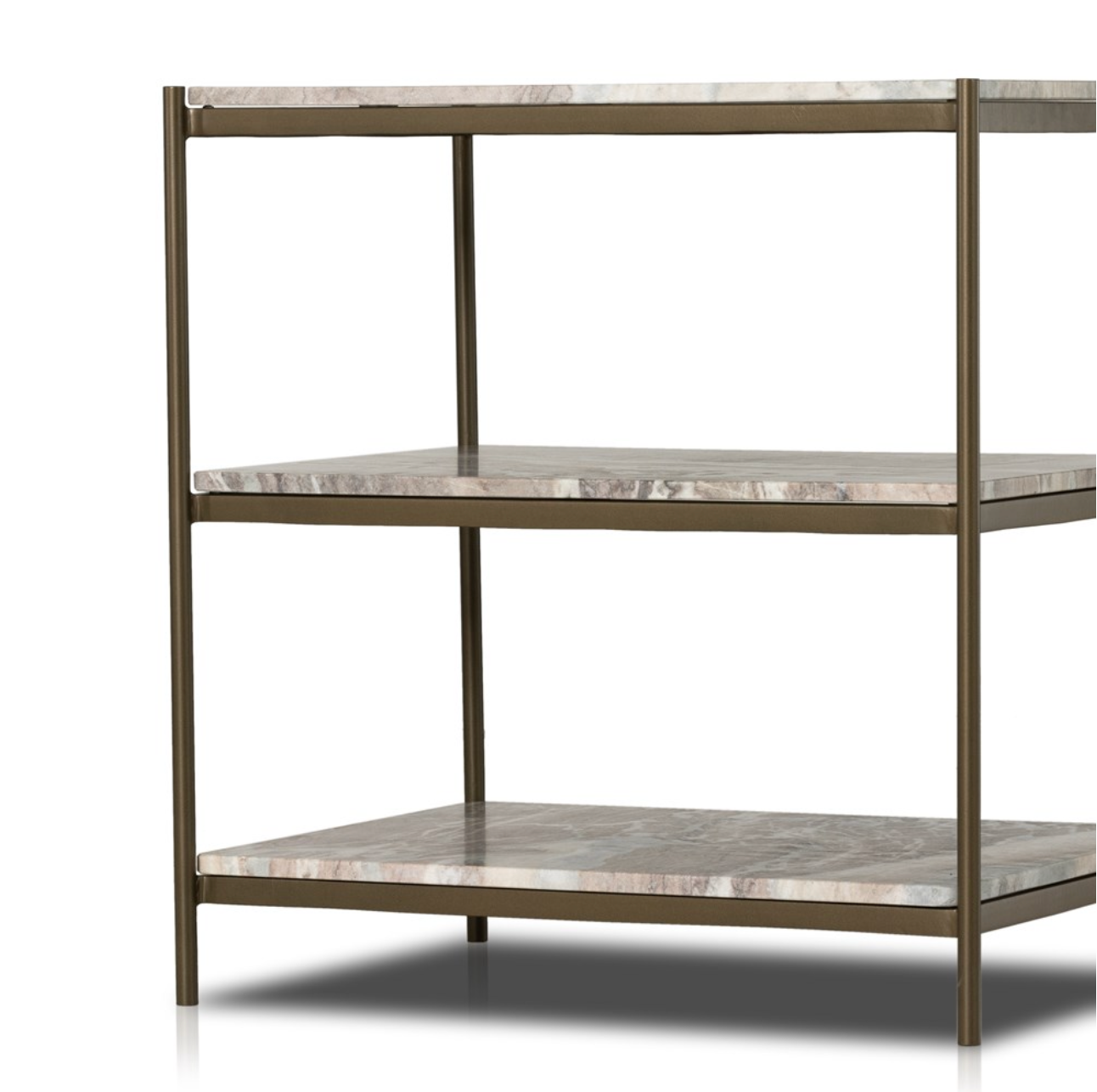 Felipe 25" Marble Nightstand - Antique Brass + Canyon