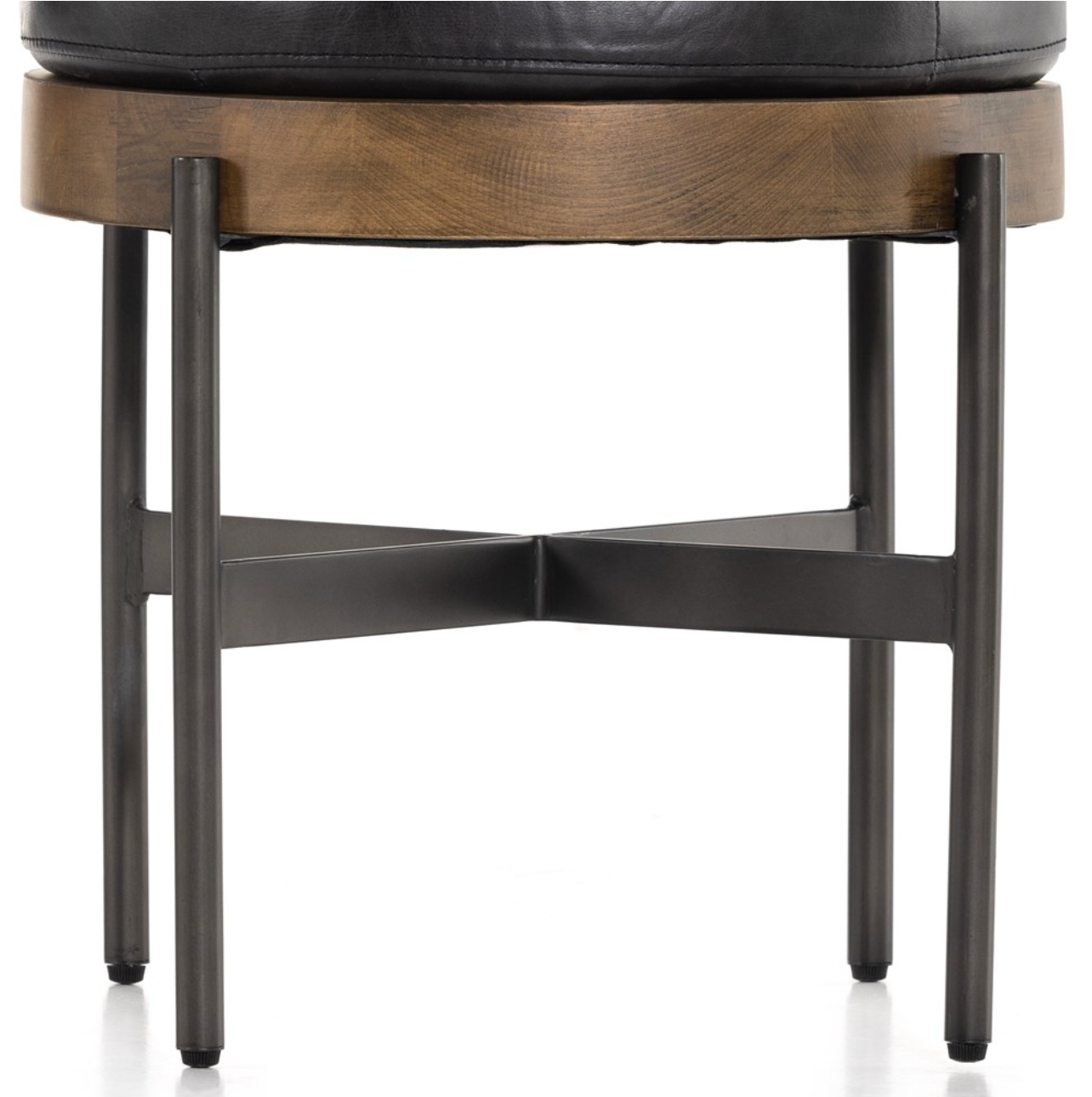 Edison 18" Top Grain Leather Small Ottoman - Sonoma Black + Iron