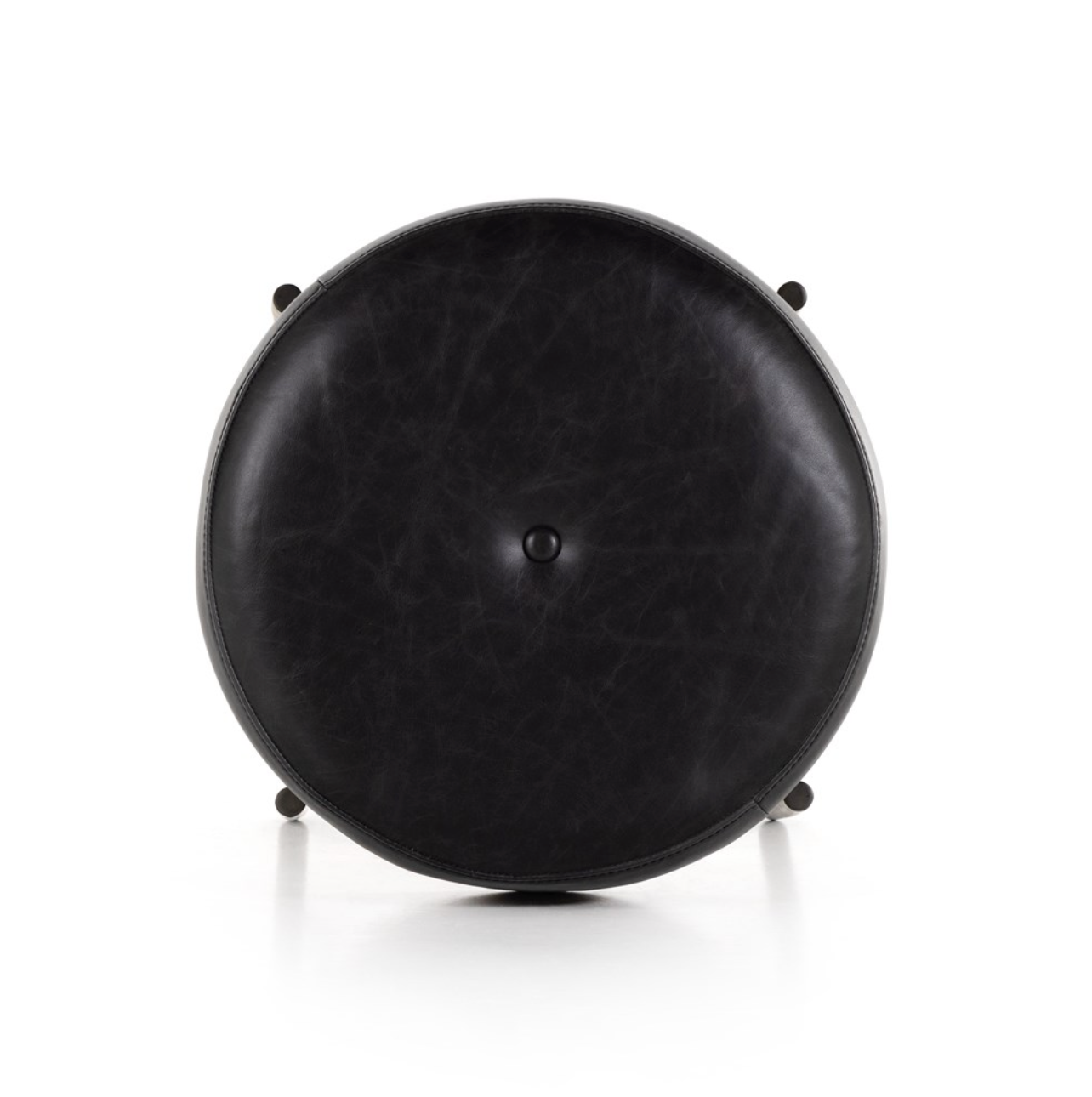 Edison 18" Top Grain Leather Small Ottoman - Sonoma Black + Iron
