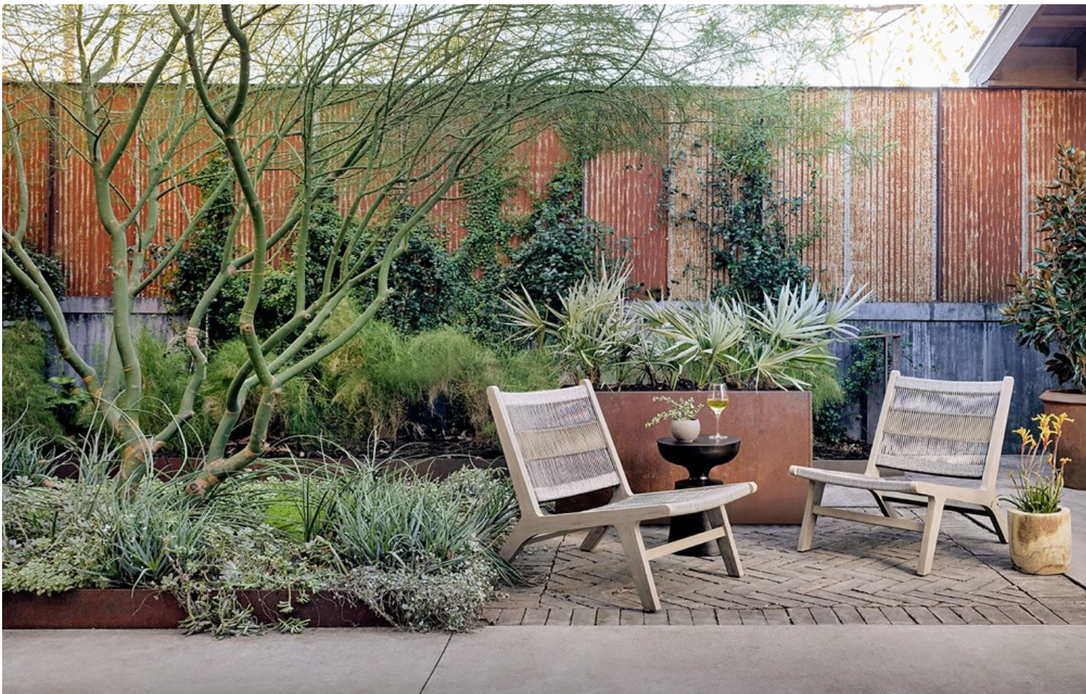 Jules 23" Teak & Rope Outdoor Chair - Weathered Grey