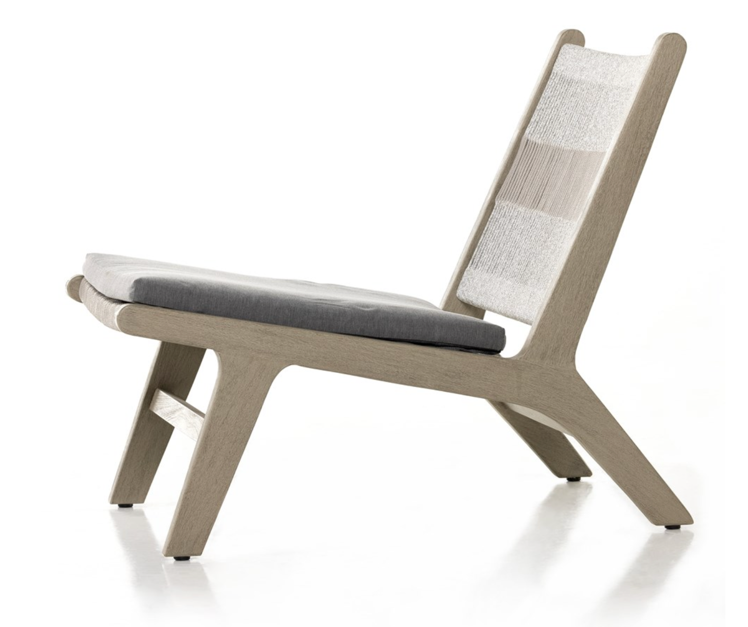 Jules 23" Teak & Rope Outdoor Chair - Weathered Grey