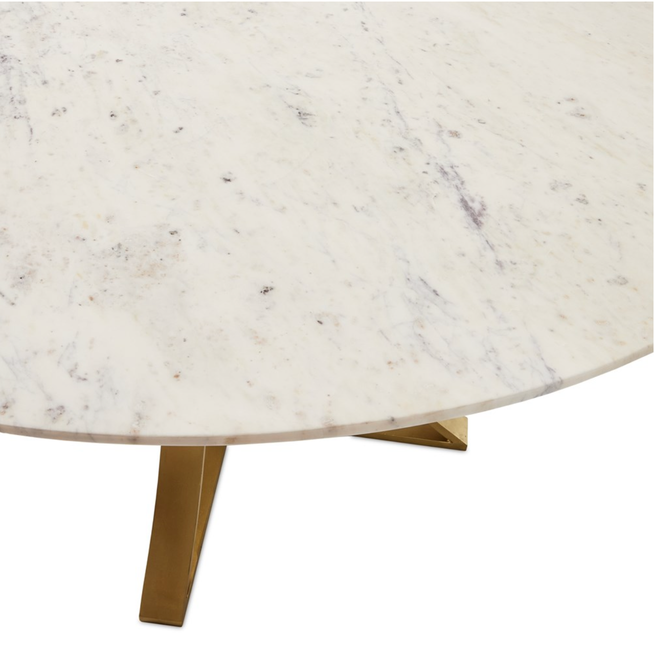 Julian 60" Round Dining Table - White Marble + Antique Brass