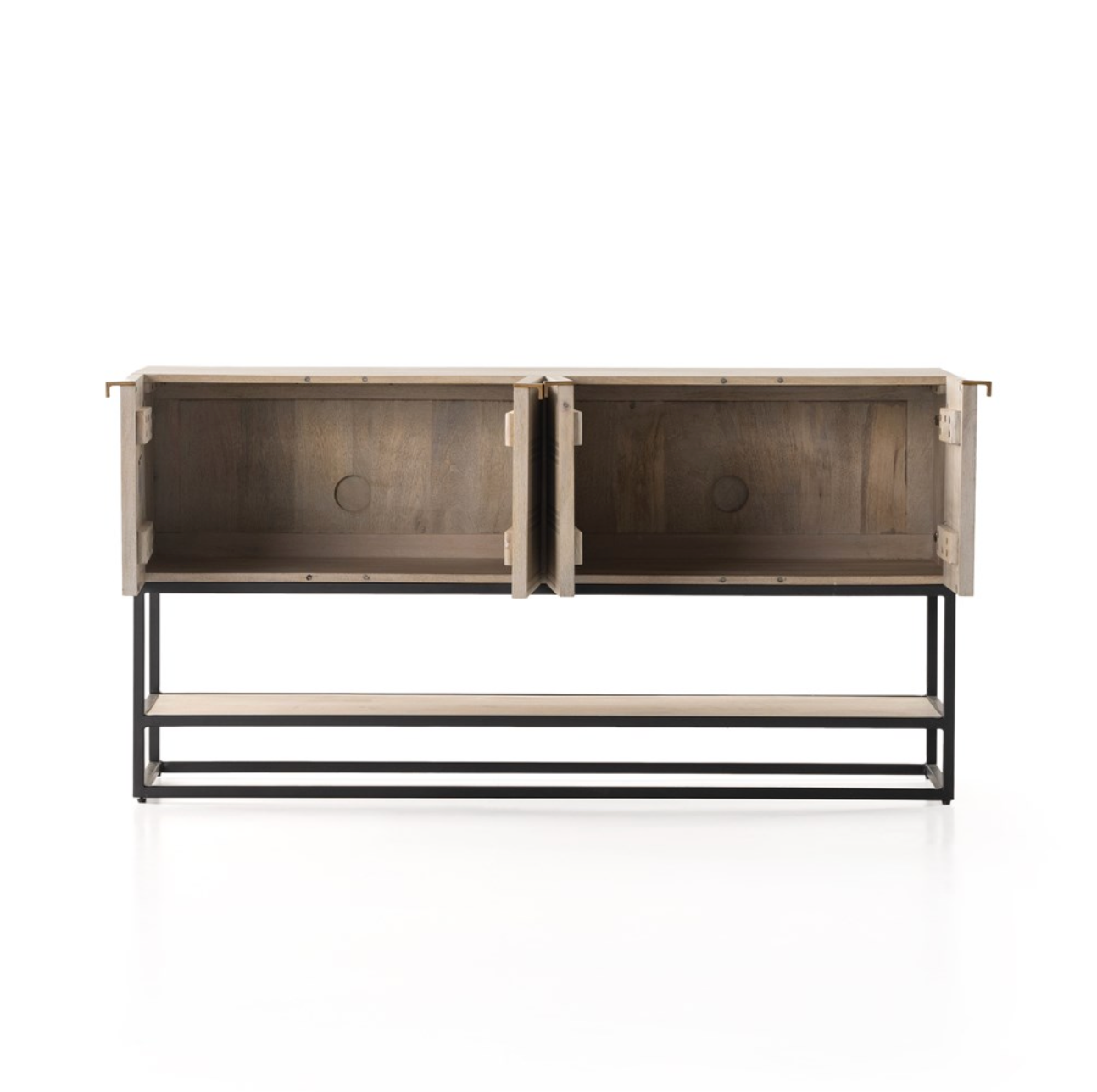 Kenton 56" Wood + Iron Media Console - Light Wash