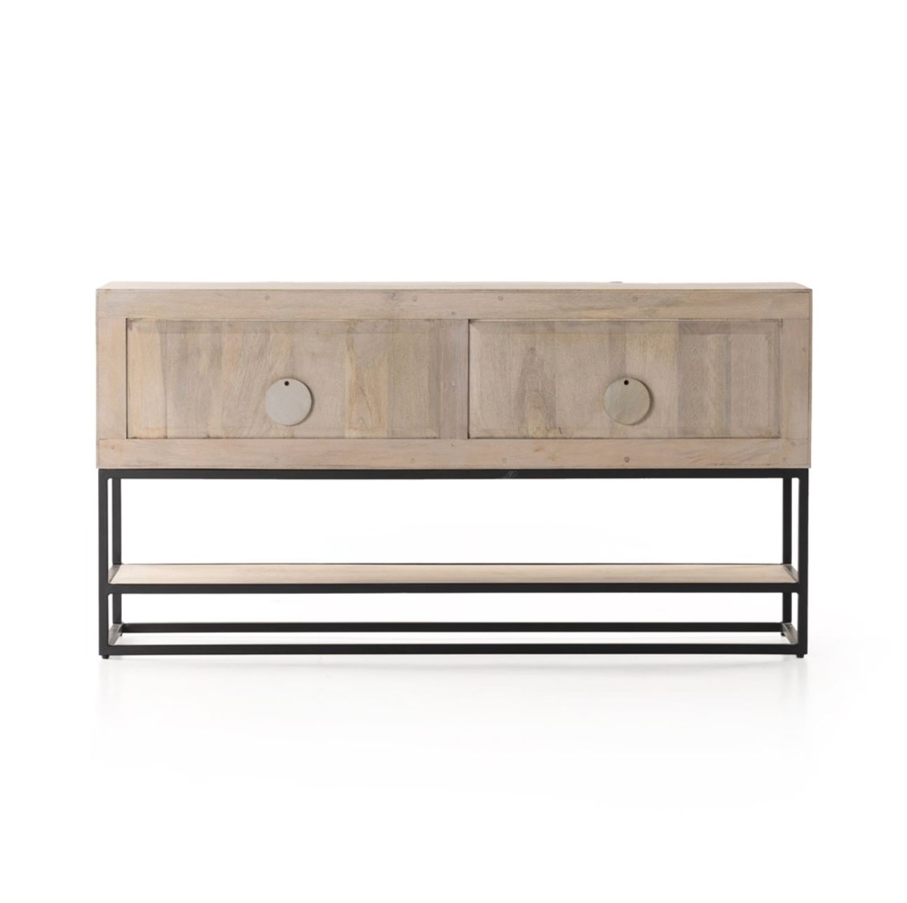 Kenton 56" Wood + Iron Media Console - Light Wash