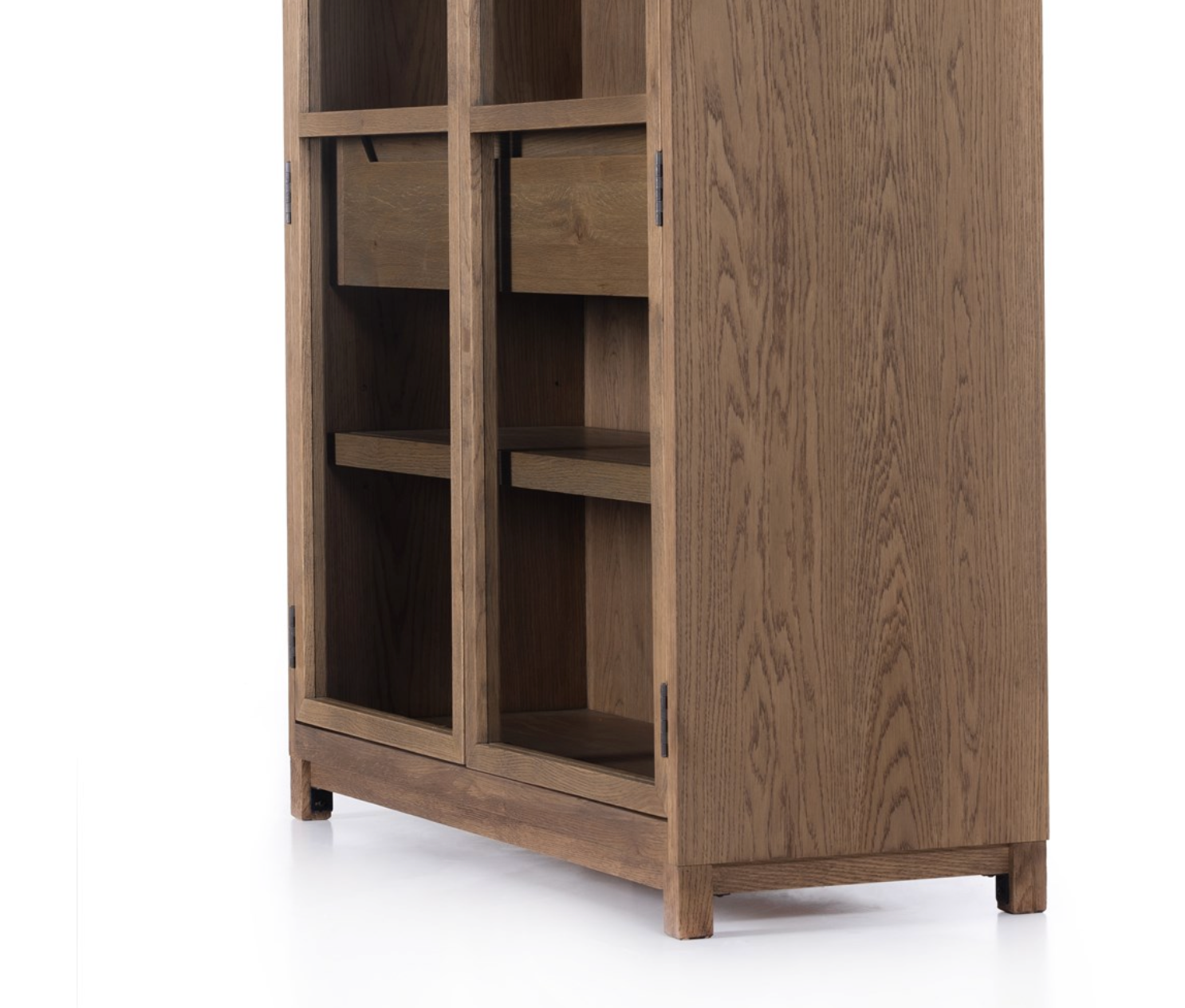 Mika 48" Oak + Glass Cabinet - Drifted Oak Solid