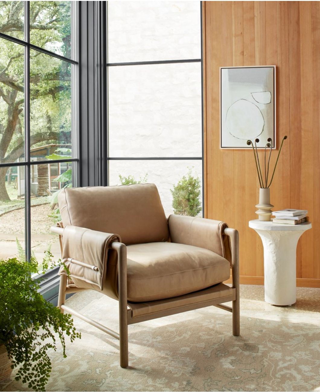 Ollie Top Grain Leather Chair - Palermo Nude