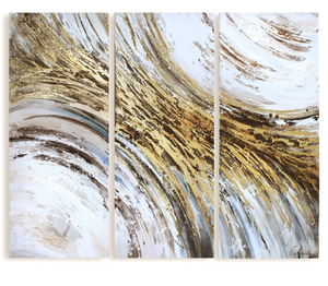 Asymmetric 60" Abstract Hand Painted Canvas - Set of 3