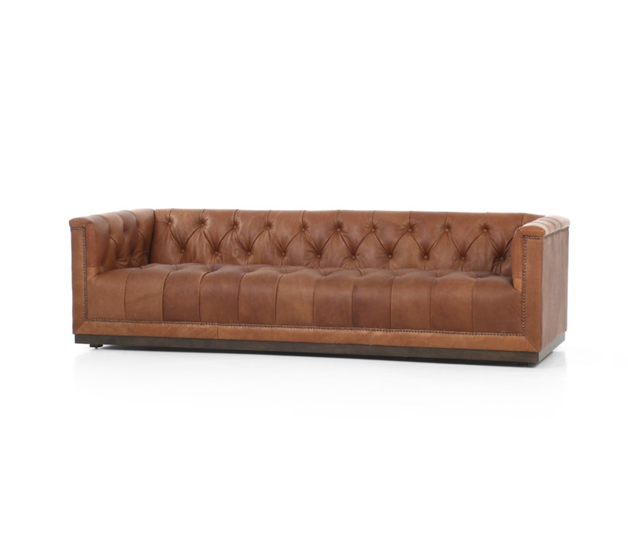 Maxine 95" Top Grain Leather Tufted Sofa - Sienna