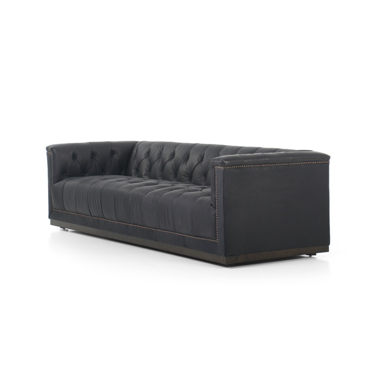 Maxine 95" Top Grain Leather Tufted Sofa - Heirloom Black