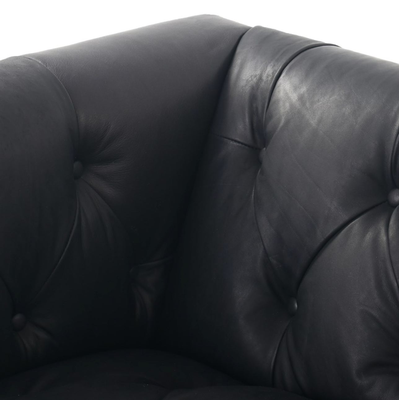 Maxine 95" Top Grain Leather Tufted Sofa - Heirloom Black