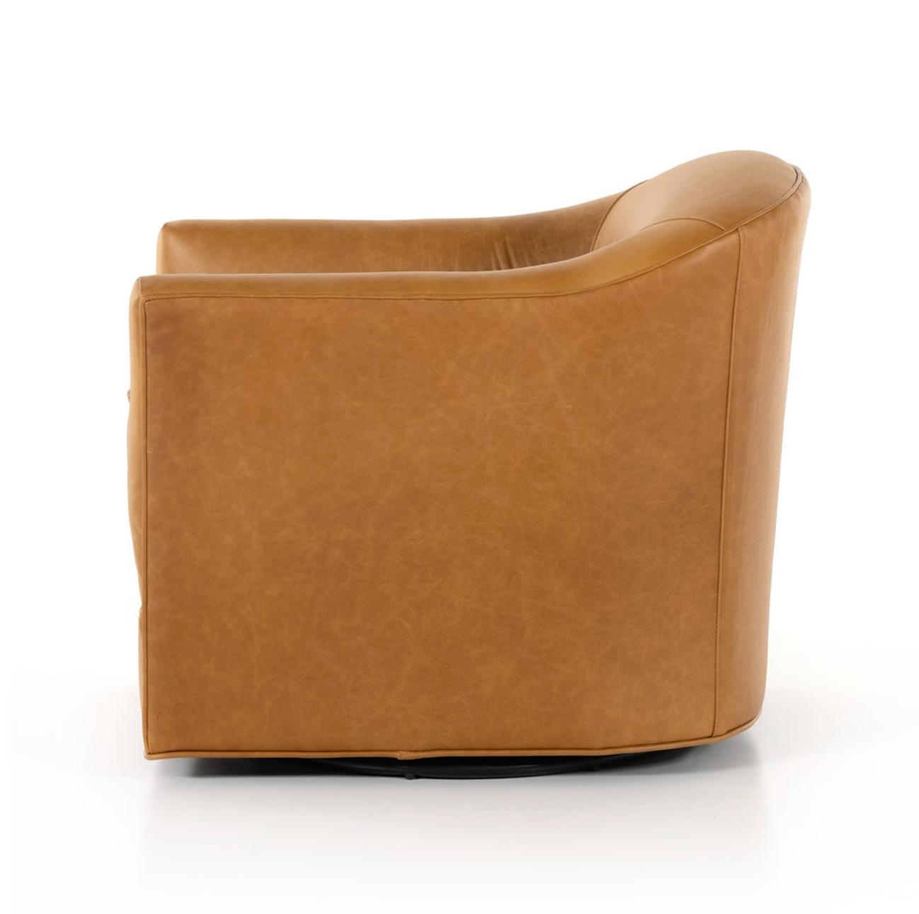 Quentin 27" Top Grain Leather Swivel Chair - Camel