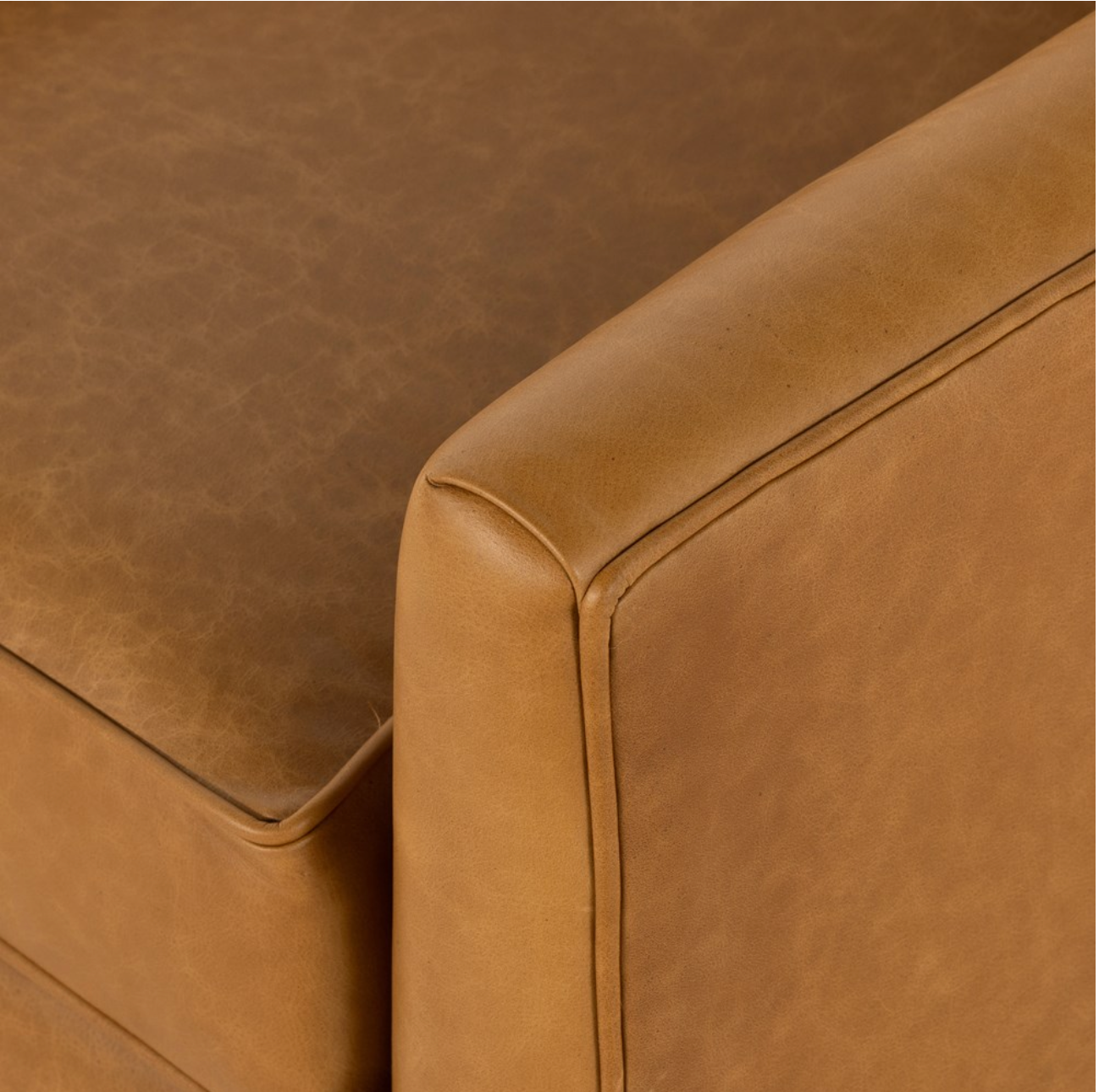 Quentin 27" Top Grain Leather Swivel Chair - Camel