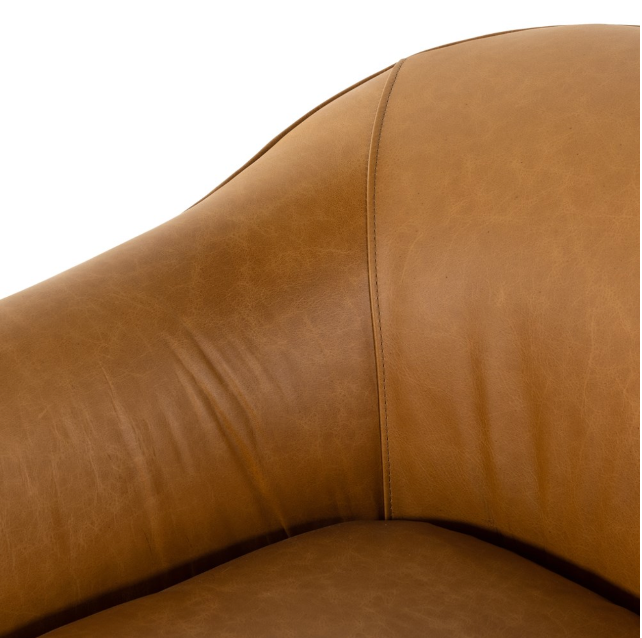 Quentin 27" Top Grain Leather Swivel Chair - Camel