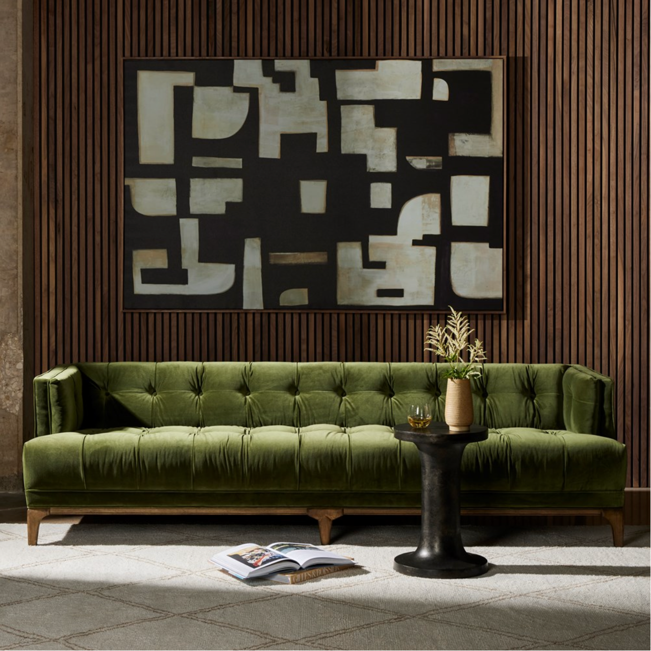 Dillen 91" Tufted Sofa - Olive