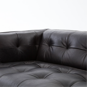 Dillen 91" Top Grain Leather Sofa -Black