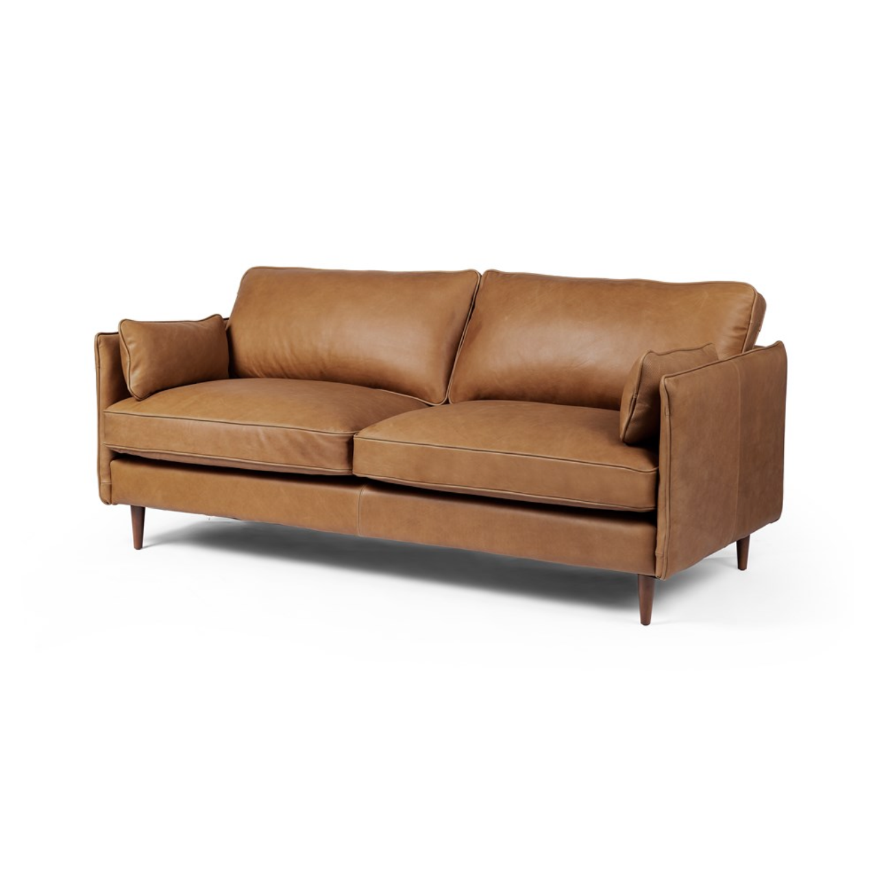 Rhett 76" Top Grain Leather 2 Cushion Sofa - Cognac