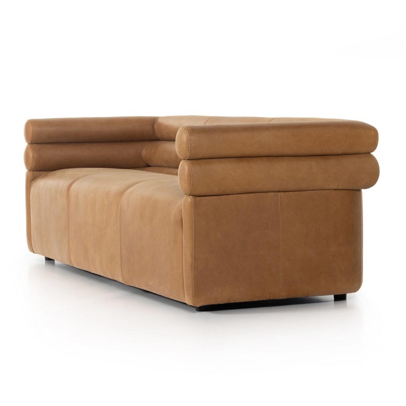 Evelyn 88" Top Grain Leather Bench Cushion Sofa - Cognac